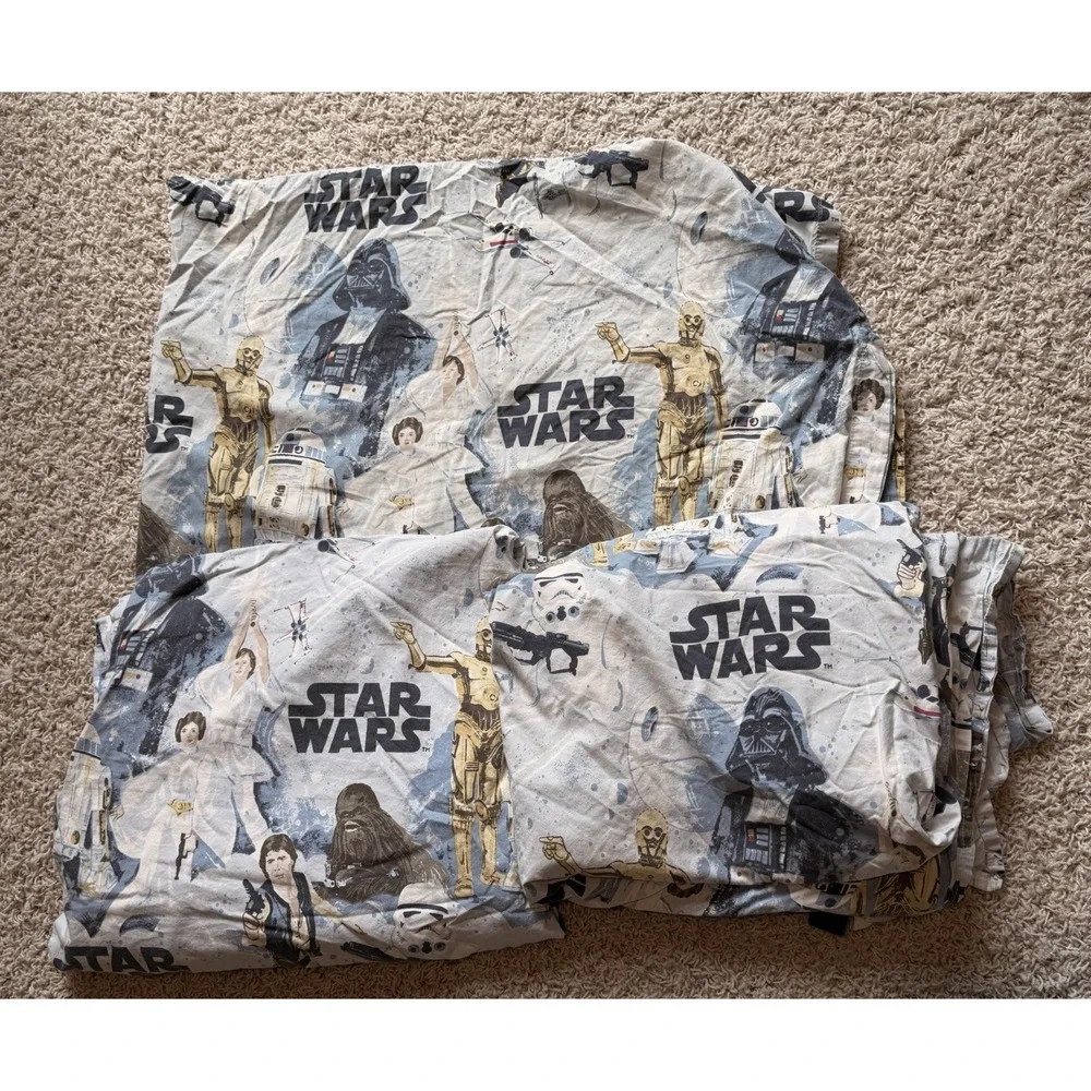 Pottery Barn Kids Star Wars Twin Bedding Set Quilt Shams Wool Blanket 3pc Sheets